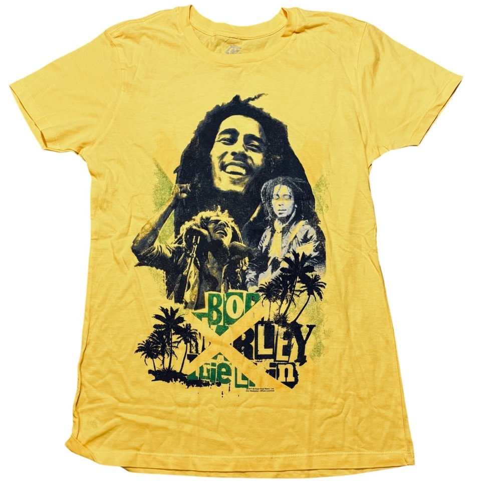 Zion Rootswear Bob Marley Graphic T-Shirt Womens Medium Yellow Reggae Tee